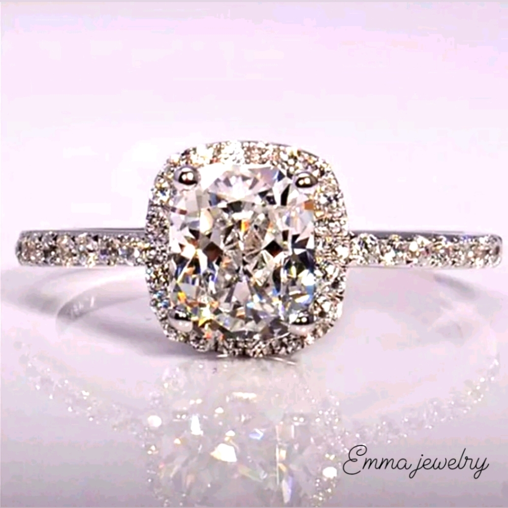 💍NEW 925 Sterling Silver Diamond Halo Ring